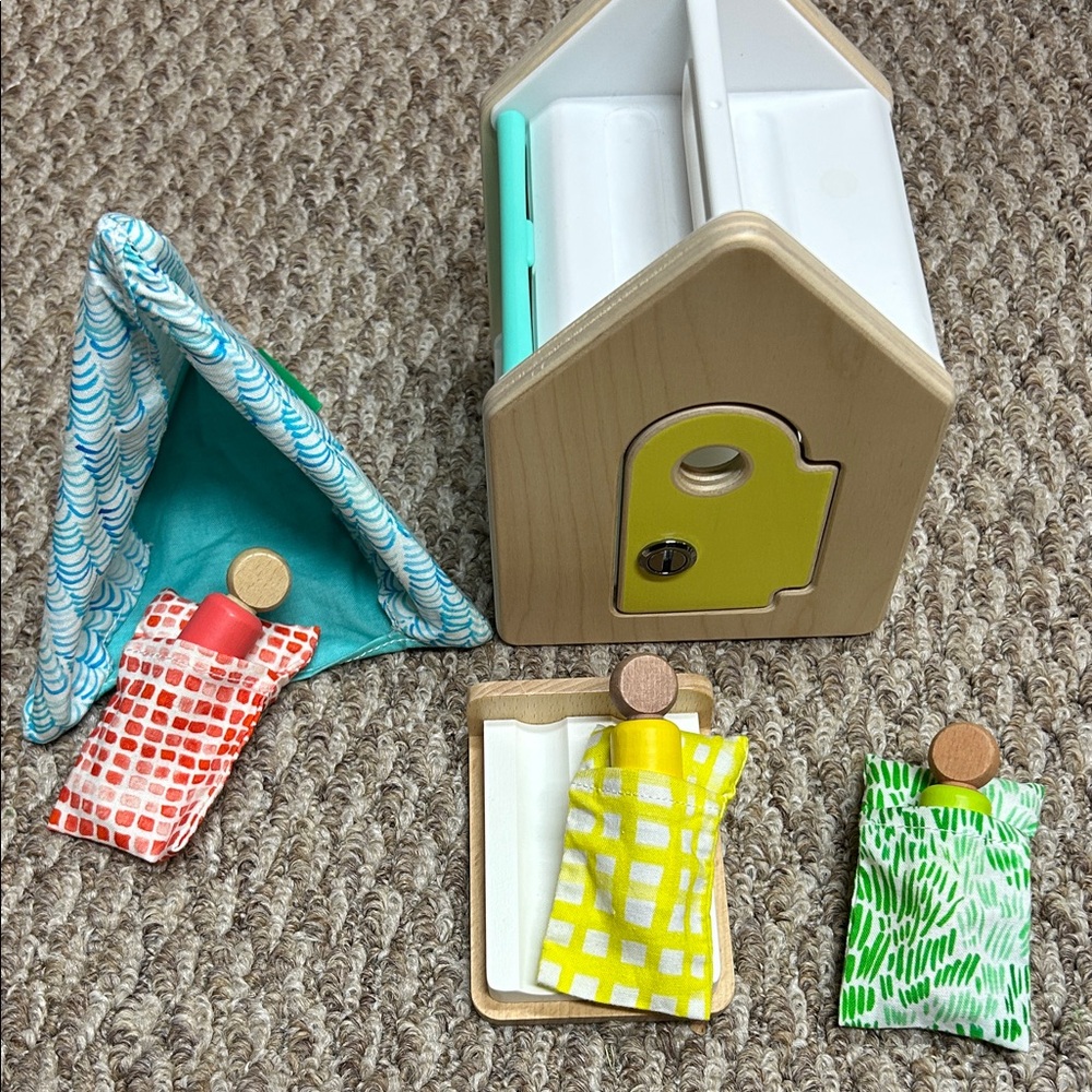 Lovevery Colorful Wooden Dollhouse Set with Bedding